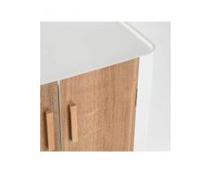 MONTEMAGGI Credenza 2 Ante in Legno Naturale Struttura Bianca 60x35x90,5cm Variante Unica