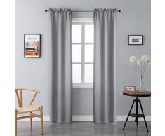 GIRASOLE Coppia Tende Semi Oscuranti Tinta Unita Tenda Leggera per Soggiorno Camera Cameretta Balcone Finestra e Interni 2 Pannelli con Tasca (Grigio, 70x240cm)