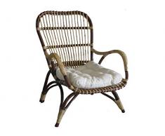 fantasie d oriente Poltrona Vimini Rattan CM 67X80X100 H Schienale Alto con Cuscino