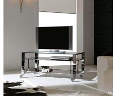 TV Tavolo con Ruote Mod. MILAN-TV Moderno 100x45x50h cm cromo lucido