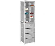 mDesign Mensola porta scarpe – Pratico scaffale con ripiani in fibra sintetica e struttura in metallo per lingresso o il ripostiglio – Scaffali portascarpe con 10 scomparti e 4 cassetti – grigio