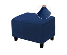 LiveGo Copri Poggiapiedi, Copertura Ottomana, Copri Pouf Rettangolare in Velluto Lavabile, Copertura Pouf Rettangolare Antipolvere Staccabile Elastica (L, blu navy)