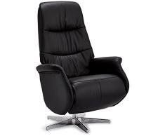 Ibbe Design Poltrona Reclinabile Relax Girevole Nero Reclinabile Manuale con Poggiapiedi Poltrona da Salotto Poltrona Tappezzata Delta in Pelle, con Portata 130 kg