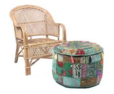 JTH - Patchwork per pouf ottomana rotonda, ottomana decorativa da pavimento etnica (dimensioni: 55,9 cm x 30,5 cm x 55,9 cm)