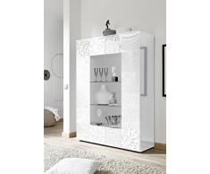 Arredocasagmb.it Mobile vetrina 2 Ante Moderno Bianco Lucido con Serigrafia Soggiorno Madia Buffet con sportelli Design Mira 06