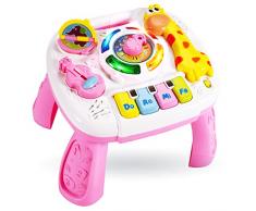 LINFUN Kids Tavolo Attivita Bambini Giochi Bambini 1 Anno, Neonati Giochi Interattivo con Luci e Suoni, Giocattolo Musicale Neonato Educativi Regalo per Bambino 12 18+ Mesi 2 Anni