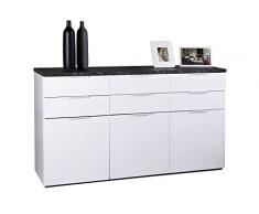 Composad | Credenza della Linea MUNDI con 6 Cassetti e 3 Ante, Madia, Mobile Ingresso, Dimensioni (LxAxP) 179,20x102,30x50 cm, Colore Marmo Zebra e Bianco Laccato, Soggiorno, Ingresso, Made in Italy