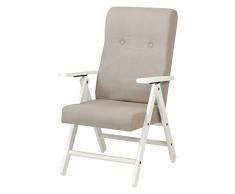 Totò Piccinni Poltrona Sedia Sdraio MOLISANA Lusso in Legno reclinabile 4 Posizioni (Struttura Bianco/Tessuto Corda)