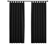 PONY DANCE Tenda Oscurante con Passanti Tende Oscuranti Tende Moderne per Soggiorno 2 Pannelli A140x L245 CM Nero