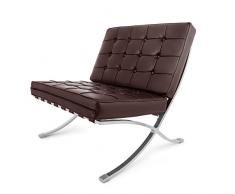OldFe Sedia Lounge in Pelle PU in Stile Mid Century Barcellona Confortevole per Il Tempo Libero Chaise Poltrona Classica Moderna per Soggiorno Portico Office (Marrone Sedia Lounge)