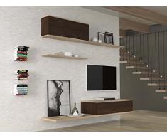 VE.CA-ITALY PARETE ATTREZZATA SOGGIORNO ROXY, LIVING, ARREDO CASA, IN DIVERSE COLORAZIONI (Quercia sherwood - Wengè)