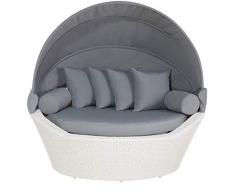 Beliani Divano Coperto da Giardino in Rattan Bianco Sylt