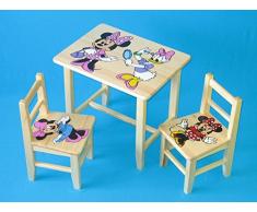 Set in legno tavolino con 2 sedie per cameretta bambini. M13. Ottima idea regalo.Completo in pino con disegno a mano.