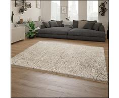 Paco Home Morbido Tappeto a Pelo Lungo per Soggiorno Shaggy Moderno con Effetto flokati, Tinta Unita, Dimensione:80x150 cm, Colore:Beige