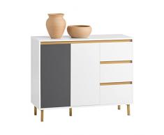 SoBuy Credenza Mobile da cucina cassettiera Mobile da ingresso Buffet Scarpiera Mobile laterale credenza bassa Mobile TV bianco 97x34x80cm FSB69-W