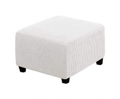 TGUS Fodera ottomana quadrata, fodera ottomana in jacquard, copripoggiapiedi, fodera per pouf con fondo elastico, morbido e traspirante (bianco)