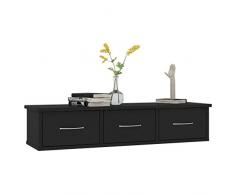 Lechnical Scaffale Galleggiante a Parete Espositore da Parete con 3 cassetti, Scaffale di stoccaggio del corridoio, Comodino in truciolare Postazione di Lavoro per Laptop, Nero, 90x26x18,5 cm