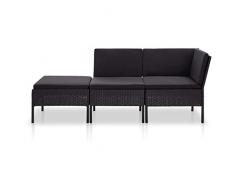 Goliraya 3 pz Set Divani da Giardino con Cuscini Divano Modulare in Rattan Set Divani da Esterno Mobili da Pranzo per Esterno Disponibile in Tanti Colori Diversi