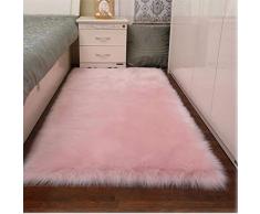 Tappeto in Finta Pelle di Pecora, tappeti in Morbida Pelliccia Tappeto Anti-Scivolo per tappeti da Salotto Decorazioni per Interni (Rosa Chiaro, 60x90cm)