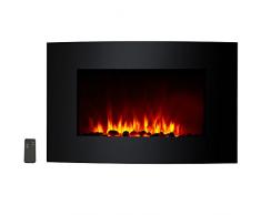 Syntrox Germany WKF-2000W Cartagena - Caminetto elettrico da parete orizzontale con telecomando colore nero
