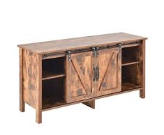 ZWJABYY Mobile TV Design Industriale,Mobile Portaoggetti,Credenza,Mobile Cucina con Ripiano E 2 Ante Scorrevoli,Ripiano Regolabile,Mobile Multiuso,Marrone Vintage 120 Cm