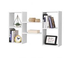 Mensola da Parete con 5 Scomparti a Cubo/Rettangolo 101 x 18 x 60 cm Scaffale Pensile a Forma di H con Ripiani Portaoggetti Libreria - Bianco Opaco