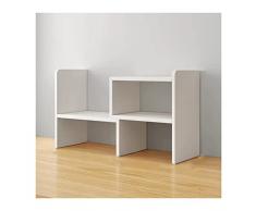 CLoxks Libreria Scaffale Libreria da scrivania in legno Scaffale da scrivania regolabile bianco Scaffale da scaffale for libreria for cucina da ufficio Organizzazione di CD, Riviste, Libri