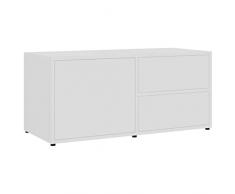 vidaXL Mobile Porta TV Madia HiFi Arredo Credenza unità Multimediale Consolle Mobiletto Basso Buffet Armadietto Bianco 80x34x36 cm Multistrato