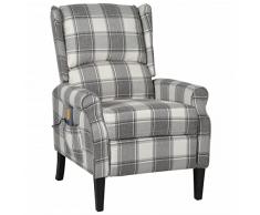 vidaXL Poltrona Massaggiante Reclinabile Bianca e Grigia in Tessuto