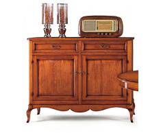 Spazio Casa Credenza Classica 2 Porte 2 Cassetti in Legno - Noce Bassano
