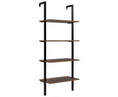 Homfa Mensole da Parete scaffale a Scala per Salotto Bagno Porta Piante libreria in Legno (154.5 x 60 x 18.5cm)