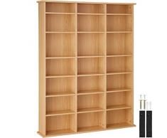 TecTake 800860 Scaffale Verticale per CD, 18 Ripiani Regolabili in Altezza, Costruzione Stabile e Sicura, Dispositivo Anticaduta, Libri Documenti Archivio (Faggio)