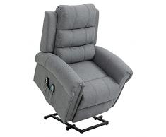 homcom Poltrona Relax Massaggiante Reclinabile Poltrona Alzapersona Elettrica Riscaldante Anziani e Disabili Tessuto 98 × 96 × 105cm