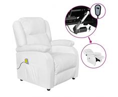 vidaXL Poltrona Massaggiante Elettrica Rosso Vino in Tessuto