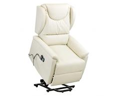 Totò Piccinni Poltrona SIVIGLIA elevabile elettrica con 2 motori reclinabile massaggiante alza persona (Ecopelle Panna)