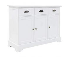 yorten Credenza da Soggiorno Cucina Salotto Armadietto Moderno con 3 Ante e 3 Cassetti in MDF e Legno di Pino 105x35x77,5 cm