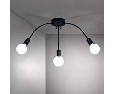 Aeyytoe Lampada da soffitto Sputnik Lampadario moderno a 3 luci, Lampada a sospensione industriale nera per soggiorno, sala da pranzo, camera da letto, cucina (Nero)