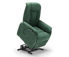 REDÒKASA New Boston poltrona relax in tessuto con doppio motore movimento elettrico con funzione alzapersona, reclinabile e posizione TV (Verde)