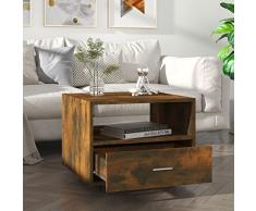 YITHOPI Tavolino da Salotto,tavolino camera da letto tavolo da ingresso tavolo quadrato Adatto a soggiorni, camere da letto, ingressi, balconi o uffici Rovere Fumo 55x55x40 cm Legno Multistrato