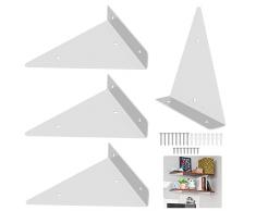 4 Pezzi Staffe per Mensole Galleggianti, Staffa per Mensole,Staffa a Parete Triangolari, Mensola Staffa Angolare Reggimensola a Parete per Mensole, Libreria (130 * 140MM)-Bianco