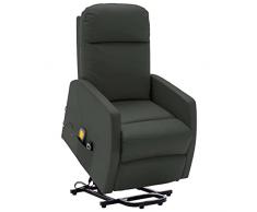 vidaXL Poltrona Alzapersona Massaggio Reclinabile Antracite Similpelle