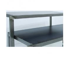 TAVOLO INDUSTRIAL DESIGN CON PIANO IN LAMIERA GREZZO DA 128x60x90 cm CON RUOTE