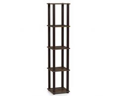Furinno Scaffale Espositore Quadrato a 5 Piani con Angolo Arrotondato a 5 Piani con Tubo Quadrato, Noce / Marrone, 18026Wn / Br