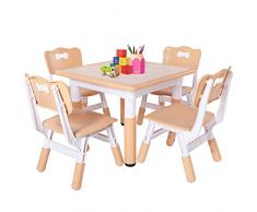 FUNLIO Tavolino con 4 Sedie per Bambini, Tavolino e Sedie per Bambini Regolabili in Altezza per Età 3-8 Anni per Aule/Case, Tavolo Bambini per Arti Facile da Pulire, Approvato CPC e CE (5 pezzi)