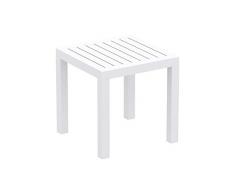 CLP Tavolo Giardino Quadrato Ocean in Polipropilene - Tavolino Salotto Giardino in Robusta Plastica Resistente ai Raggi UV e Facile da Pulire I, Colore:Bianco