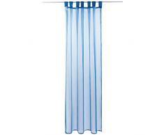 Tenda decorativa trasparente, L 140 x L 245 cm, con passanti, voile, elegante e alla moda, in diversi colori Blu Medio