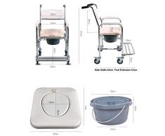 Doccia Sedile WC Comodino Poltrona Imbottita con Ruote,Toilette Sanitaria Sedia Doccia Rolling con Rotelle (4 Ruote Freni)- Maximum Support 275 Lbs