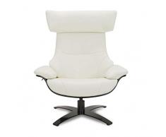 NAO: Poltrona relax Design, Ergonomica e Confortevole, Rovere Nero - Pelle Bianco