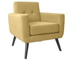 GARDENIA Giallo Poltrona Soggiorno Relax Design Moderno Imbottita XL Century, CM 76 x 75 x 83