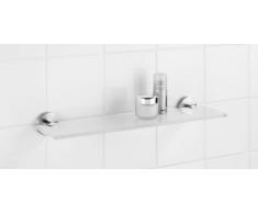 Wenko 19623100 Mensola Vetro Bosio - Acciaio, Acciaio Inossidabile, 46.5 x 5.5 x 13.5 cm, Opaco
